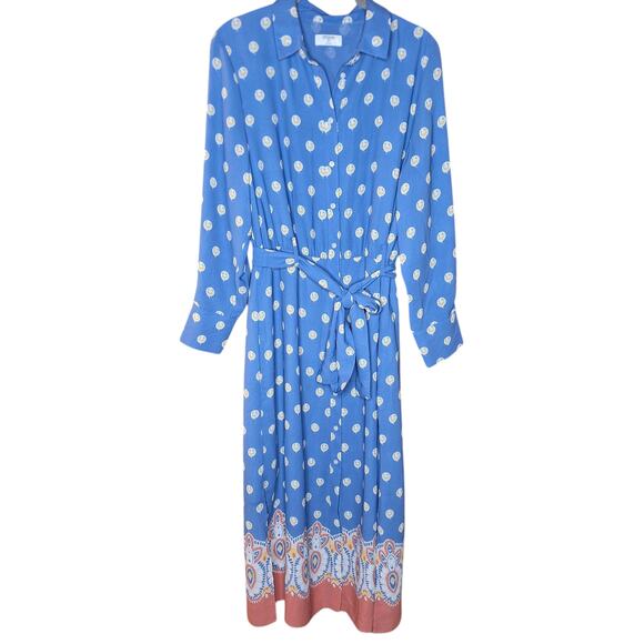 Untuckit size 6 Susan midi dress block print long sleeve button down shirt dress - Picture 2 of 11